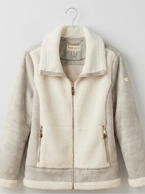 Koolaburra by UGG Sherpa Zip Jacket in Cream and Light Gray